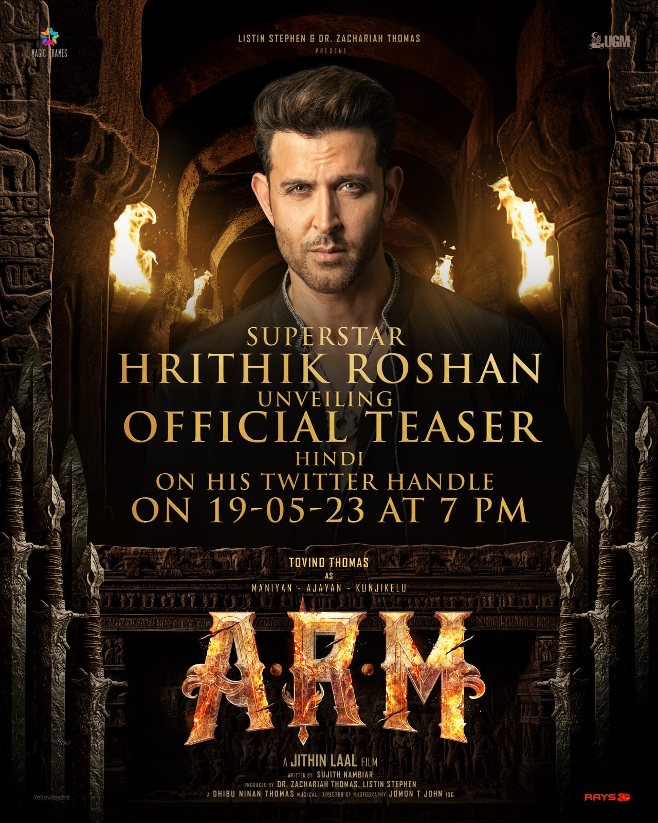 Hrithik Roshan to unveil the teaser of Tovino Thomas's pan India film Ajayante Randam Moshanam